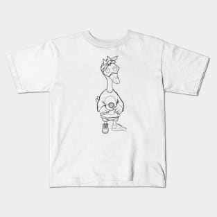 Super dope Slluks character gangster duckie chilling ink-pencil black-and-white  illustration Kids T-Shirt